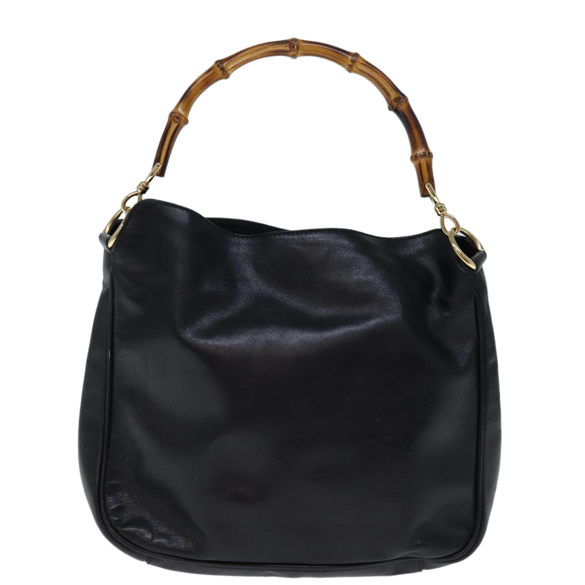 GUCCI Bamboo Hand Bag Leather Black 001 2113 1638 ti1685