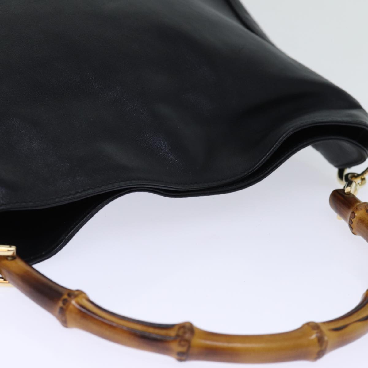 GUCCI Bamboo Hand Bag Leather Black 001 2113 1638 ti1685