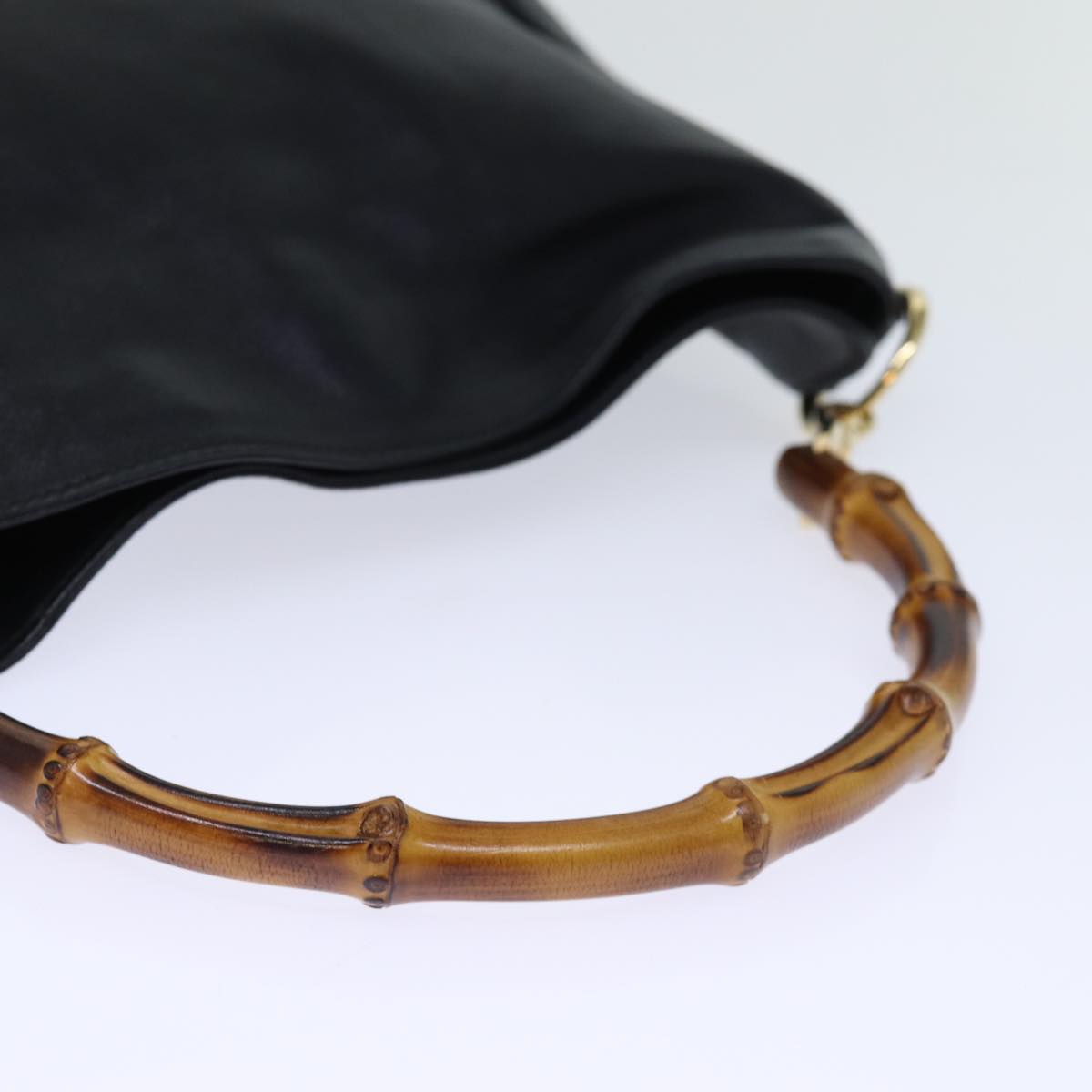 GUCCI Bamboo Hand Bag Leather Black 001 2113 1638 ti1685