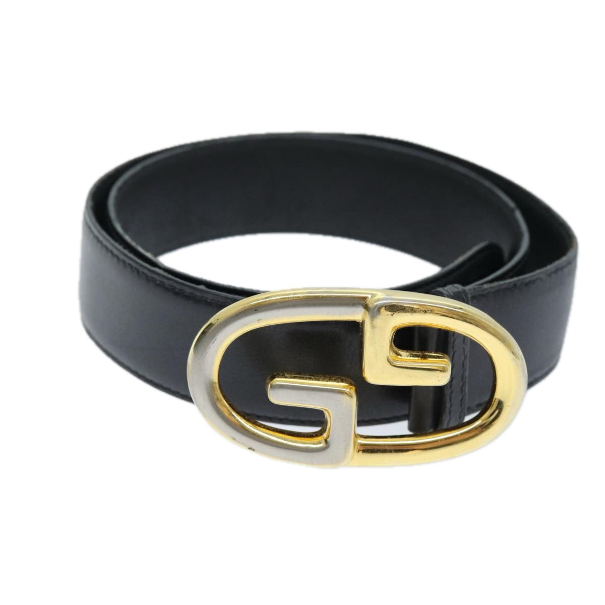 GUCCI Belt Leather 26.4""-28.7"" Black ti1727