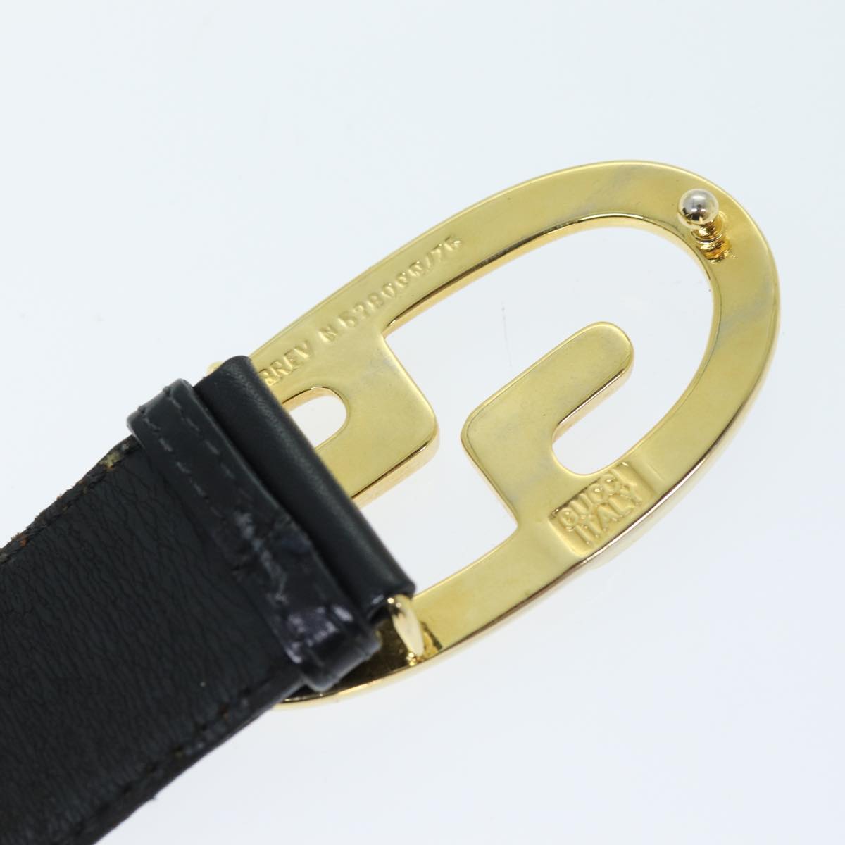 GUCCI Belt Leather 26.4""-28.7"" Black ti1727