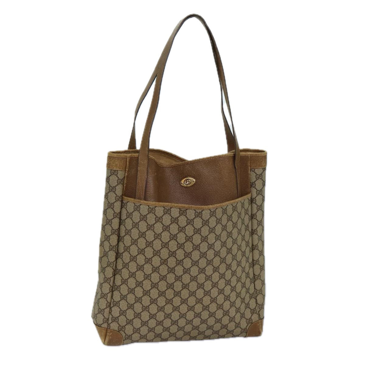 GUCCI GG Supreme Tote Bag PVC Leather Beige Brown 002 115 0135 ti1798