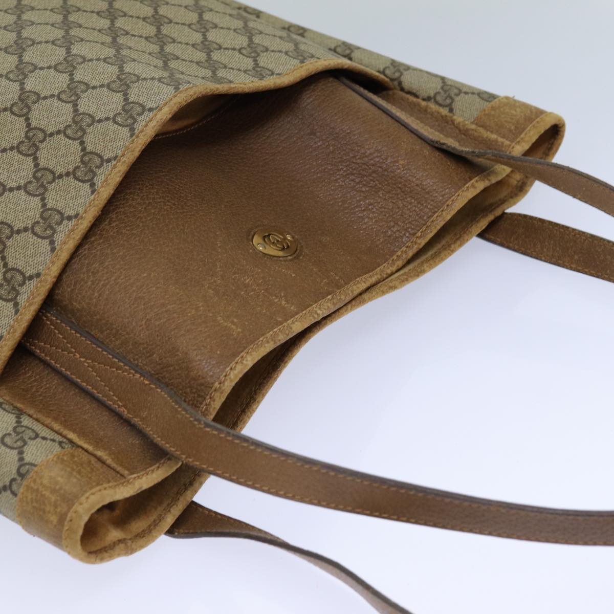GUCCI GG Supreme Tote Bag PVC Leather Beige Brown 002 115 0135 ti1798