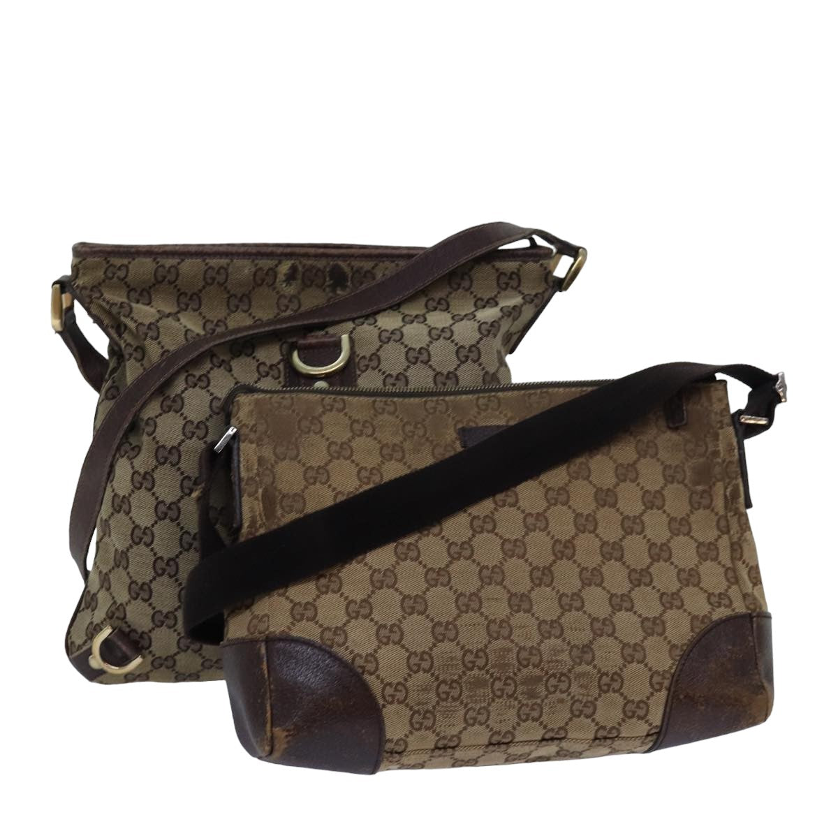 GUCCI GG Canvas Shoulder Bag 2Set Beige Brown ti1799
