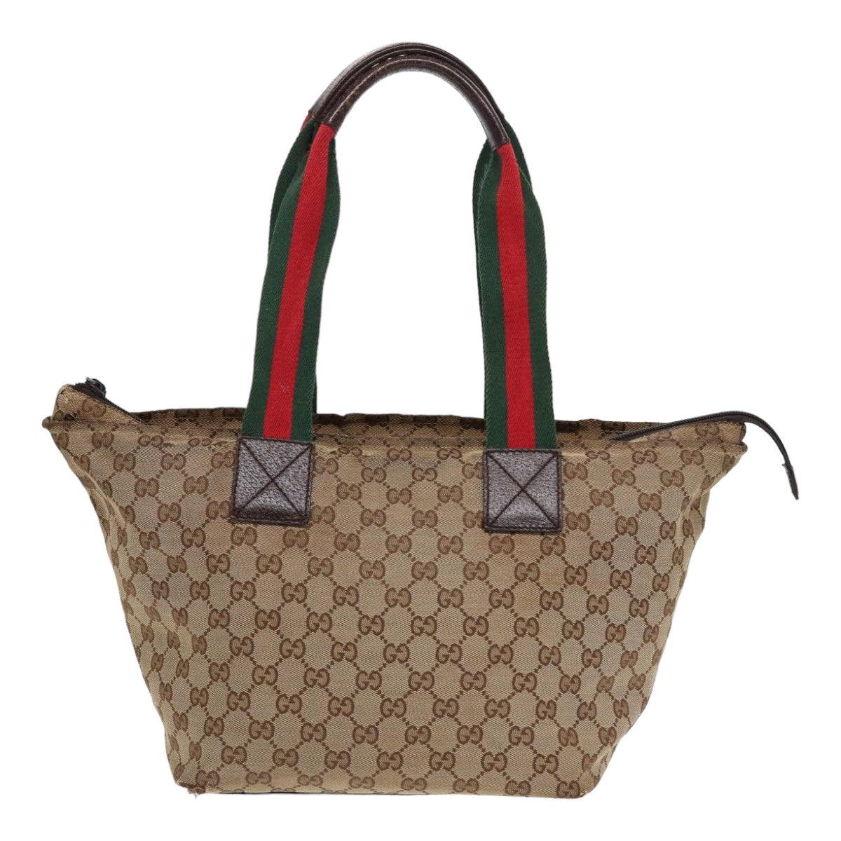 GUCCI GG Canvas Web Sherry Line Tote Bag Canvas Beige ti1861