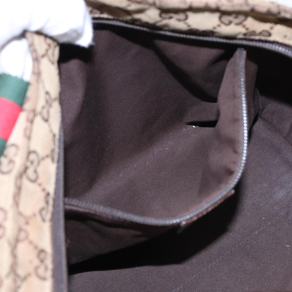 GUCCI GG Canvas Web Sherry Line Tote Bag Canvas Beige ti1861