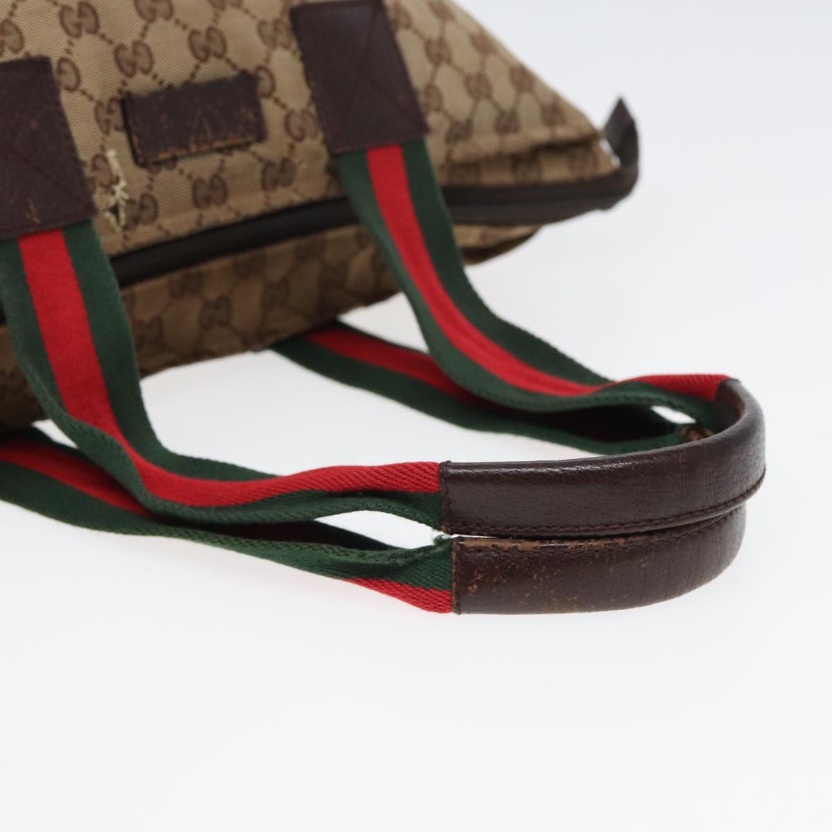 GUCCI GG Canvas Web Sherry Line Tote Bag Canvas Beige ti1861