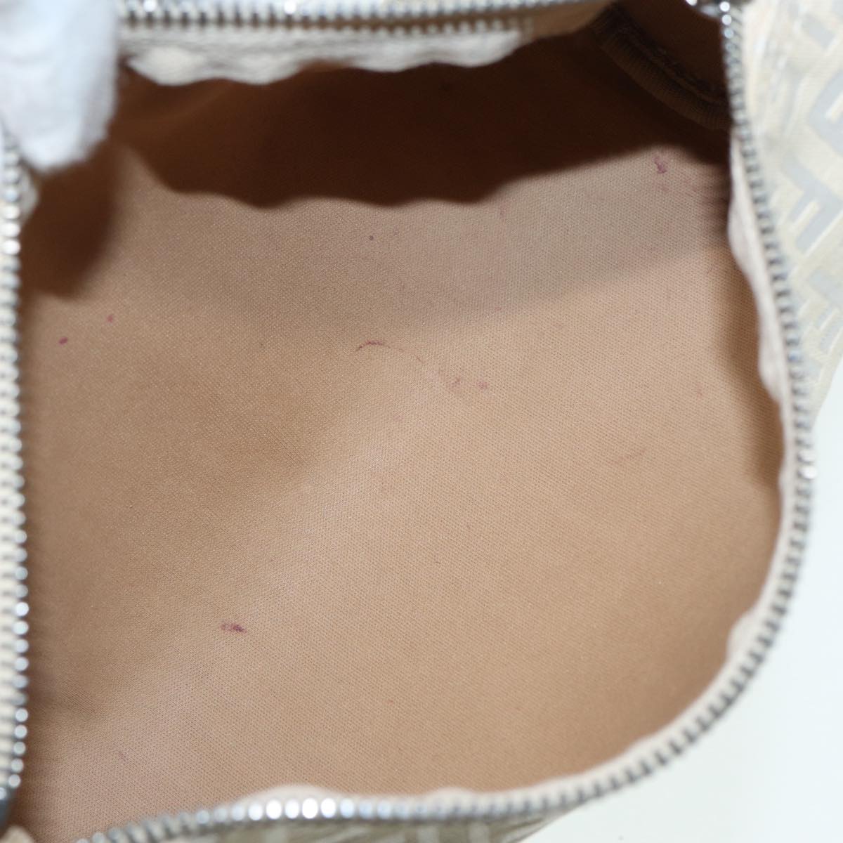 FENDI Zucchino Canvas Pouch Nylon White Silver ti1933