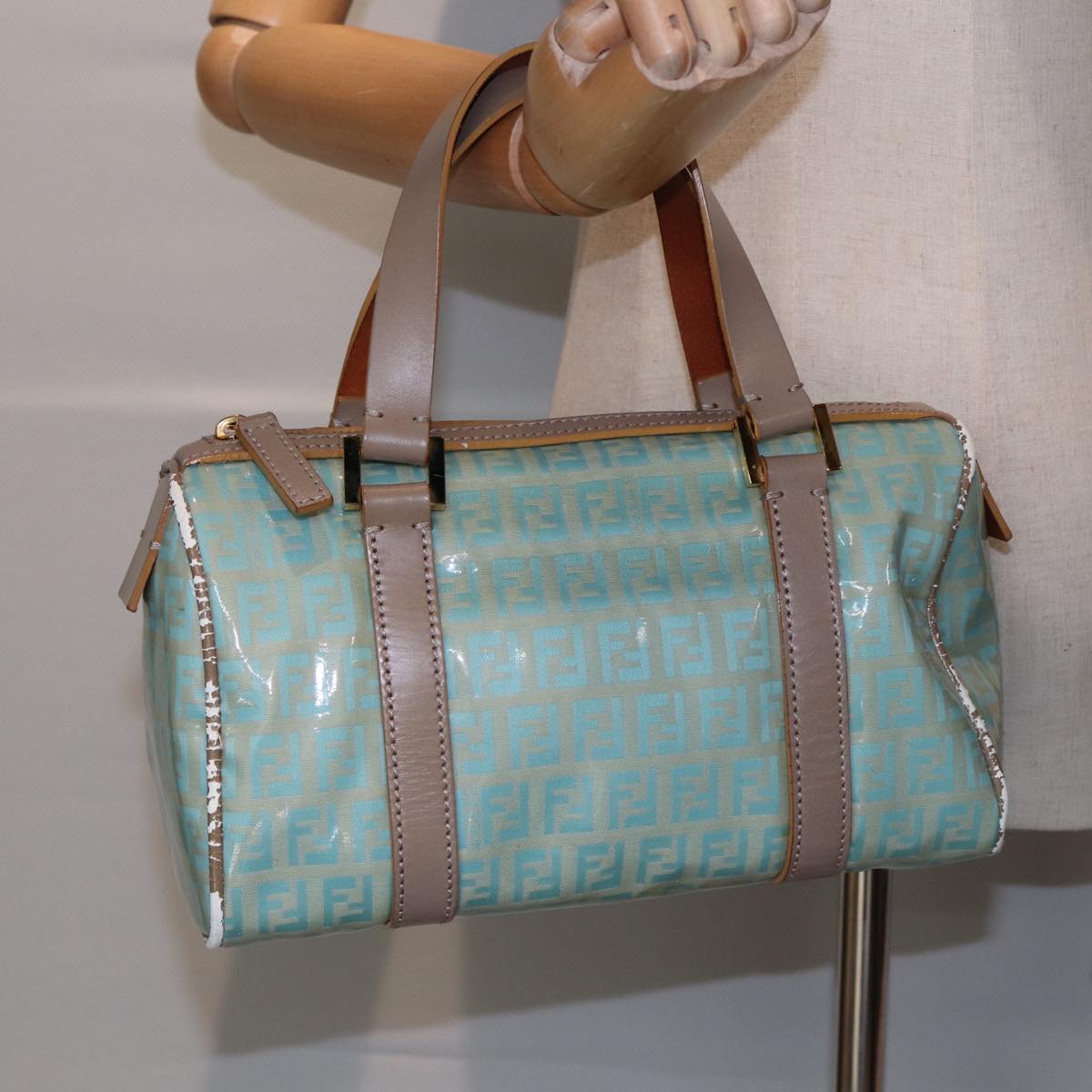FENDI Hand Bag Enamel Peppermint Gold ti1934
