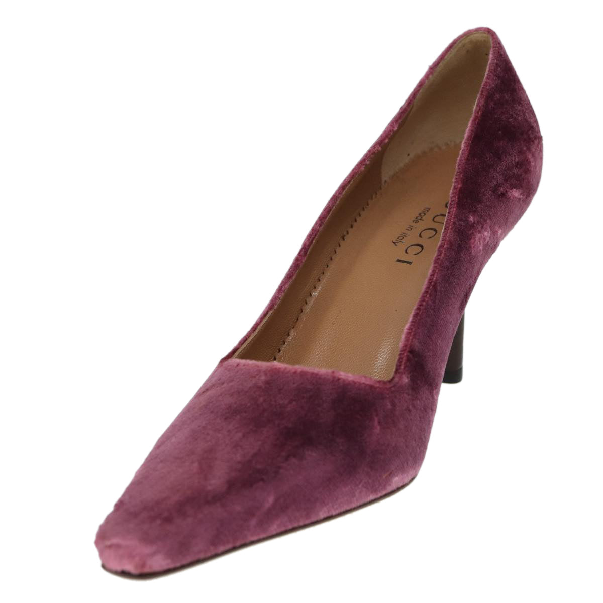 GUCCI pumps High heels Velor 37C Pink Beige ti1972