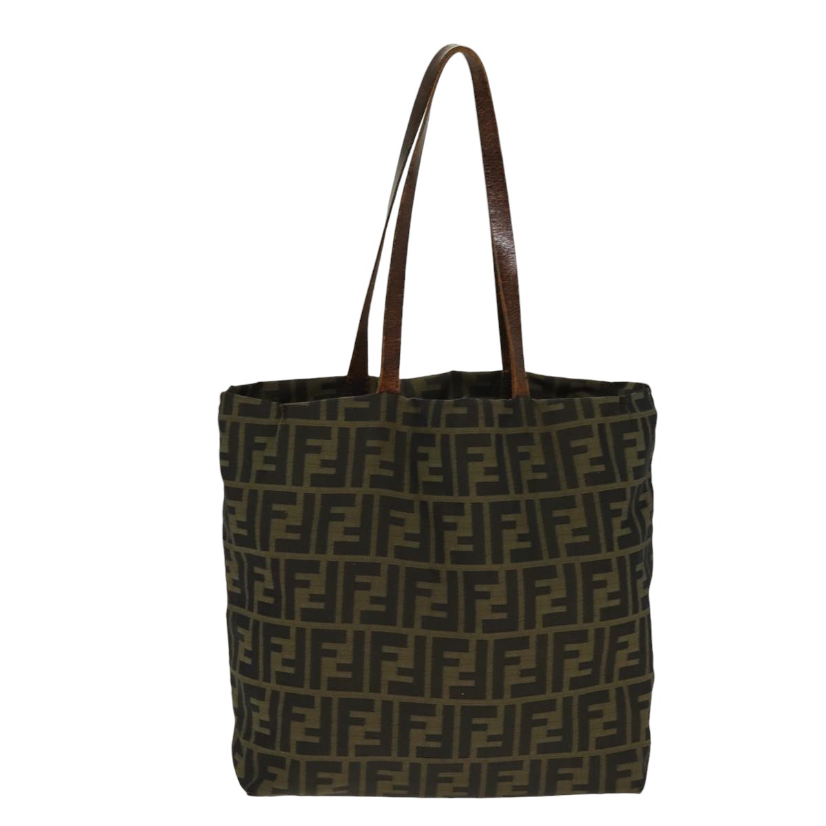 FENDI Zucca Canvas Tote Bag Brown Black Silver ti2007