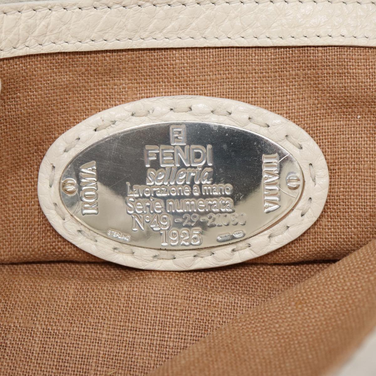 FENDI Hand Bag Nylon Leather Beige Gold ti2008