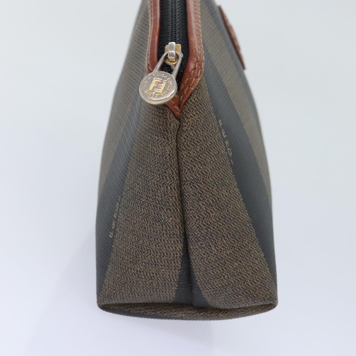 FENDI Pecan Canvas Pouch Black Brown gold ti2082