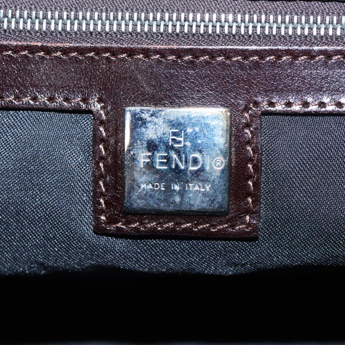 FENDI Hand Bag Nylon Khaki Brown Silver ti2137