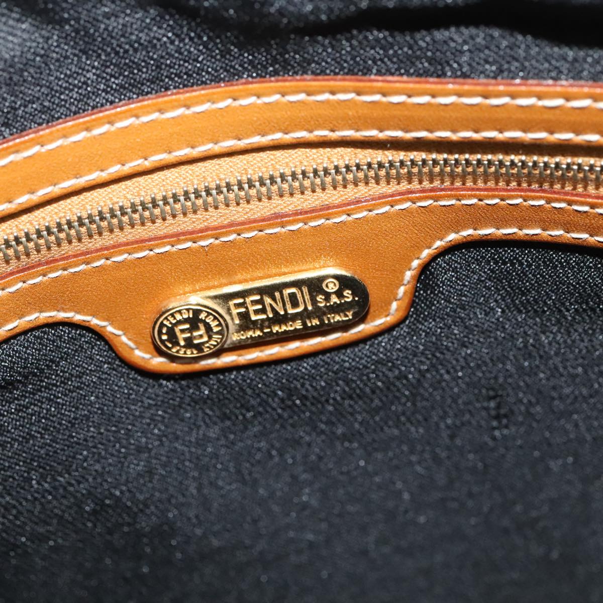FENDI Pecan Canvas Boston Bag Brown Black Gold ti2145