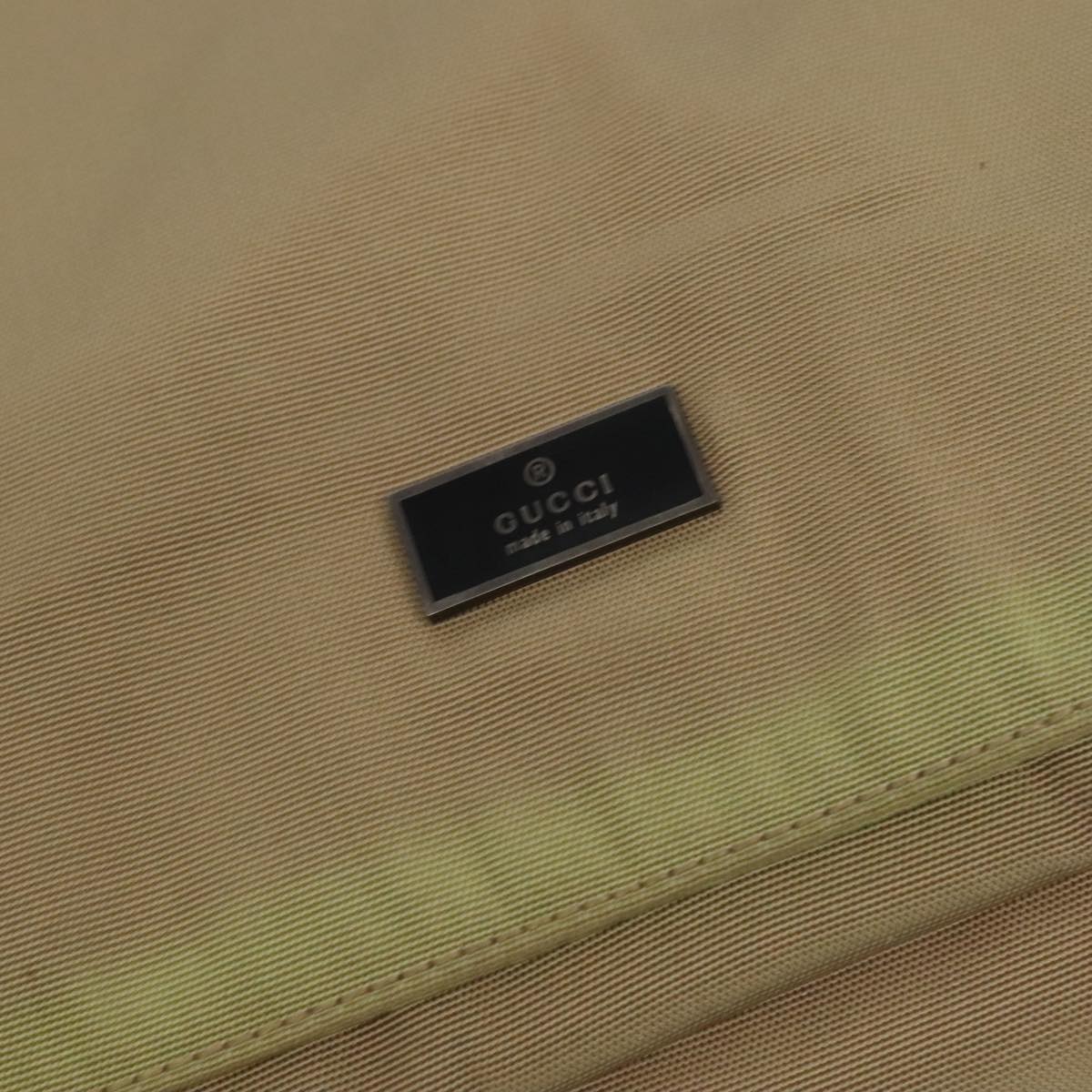 GUCCI Shoulder Bag Nylon Beige Dark Brown Silver 019.0340 ti2214
