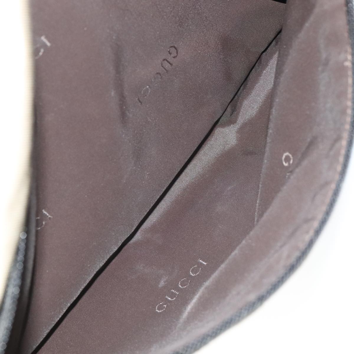 GUCCI Shoulder Bag Nylon Beige Dark Brown Silver 019.0340 ti2214