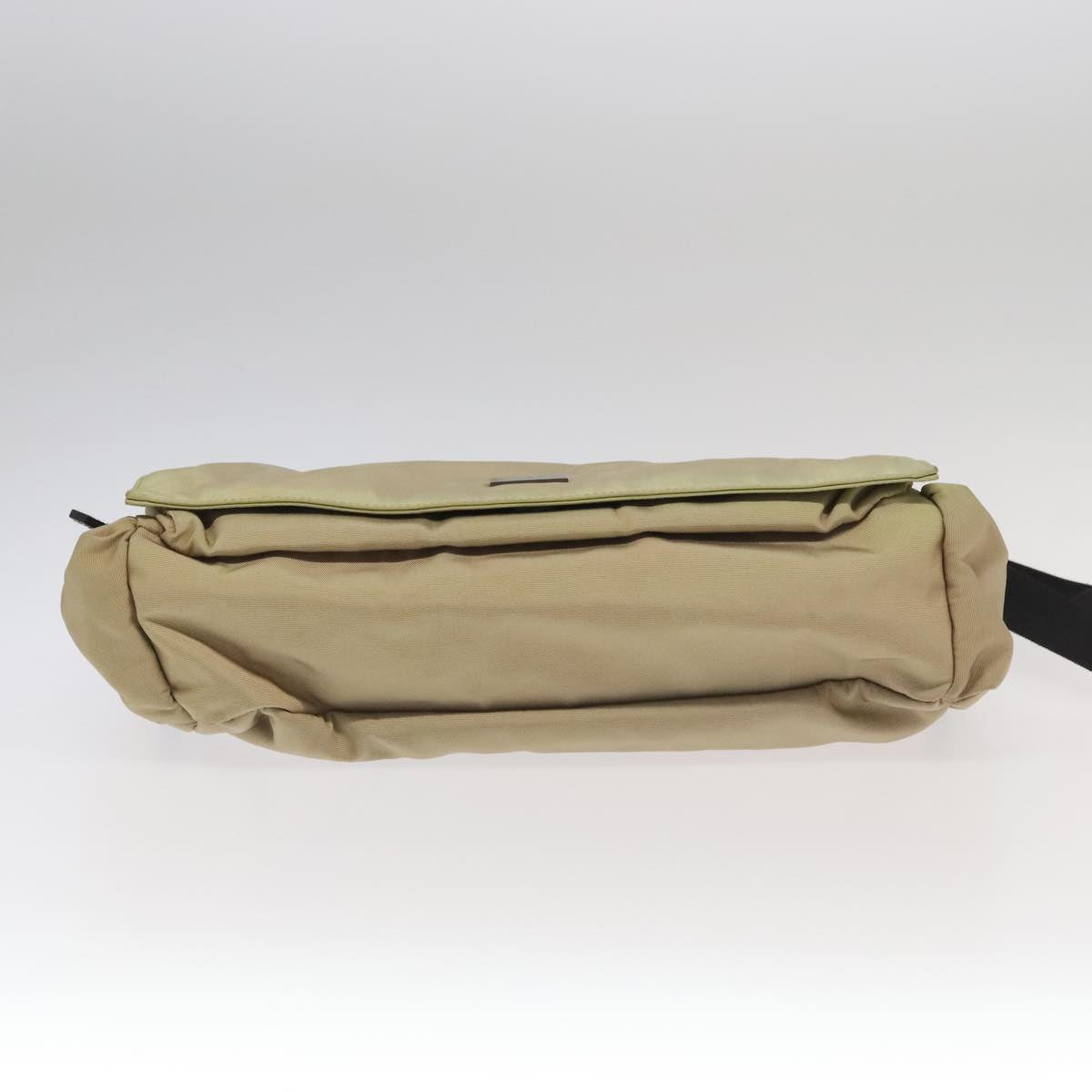 GUCCI Shoulder Bag Nylon Beige Dark Brown Silver 019.0340 ti2214