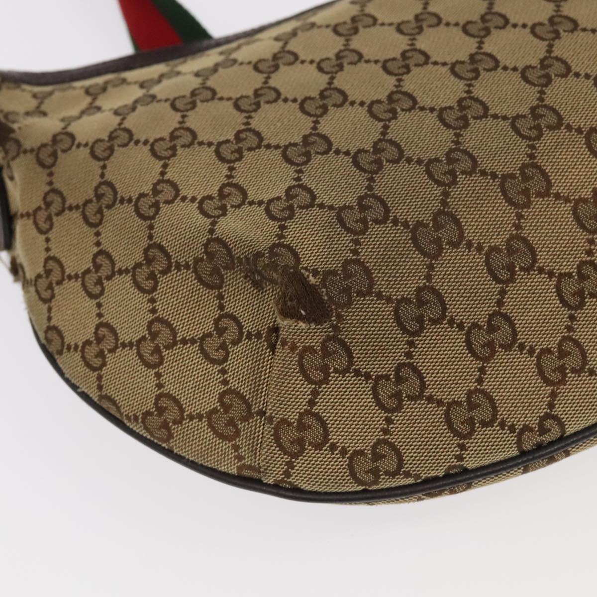 GUCCI GG Canvas Web Sherry Line Shoulder Bag Beige Silver 181092 ti2224
