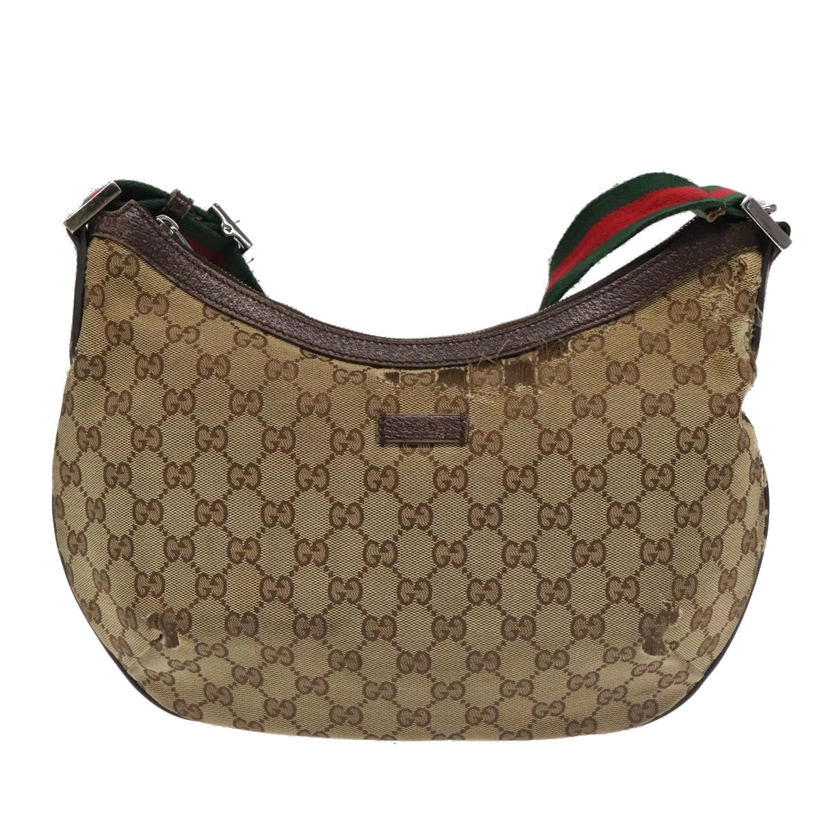 GUCCI GG Canvas Web Sherry Line Shoulder Bag Beige Silver 181092 ti2224