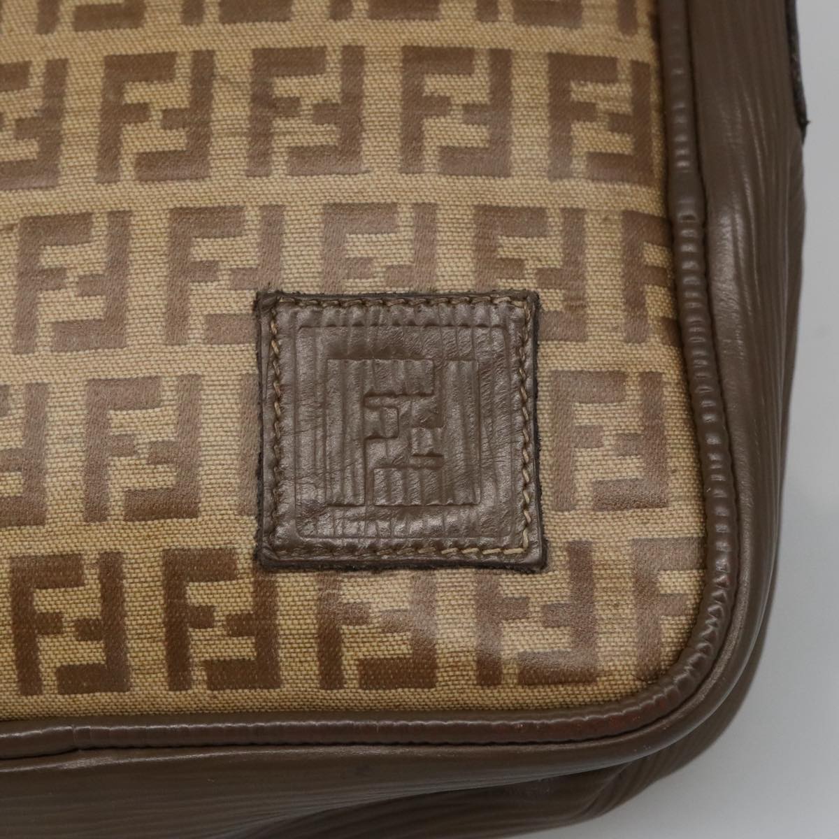 FENDI Zucchino Canvas Shoulder Bag Coated Canvas Brown ti2297