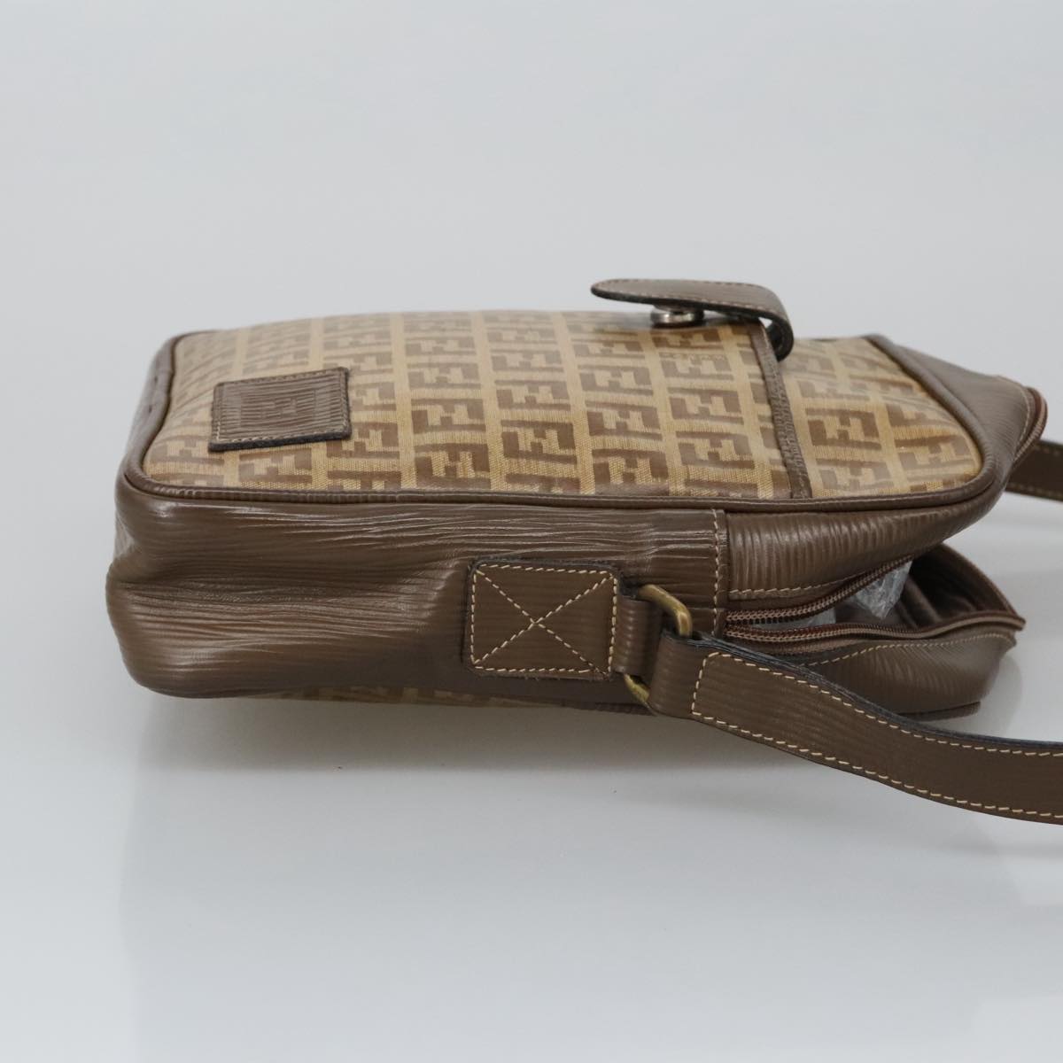 FENDI Zucchino Canvas Shoulder Bag Coated Canvas Brown ti2297