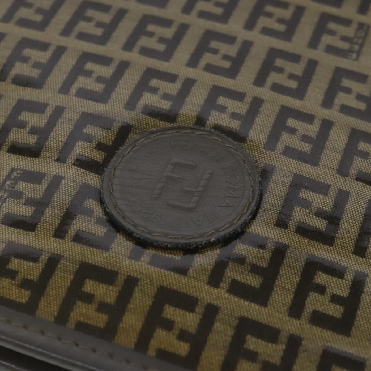 FENDI Zucchino Canvas Clutch Bag Coated Canvas Brown ti2310