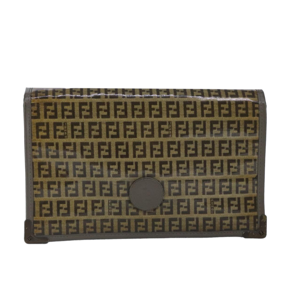 FENDI Zucchino Canvas Clutch Bag Coated Canvas Brown ti2310