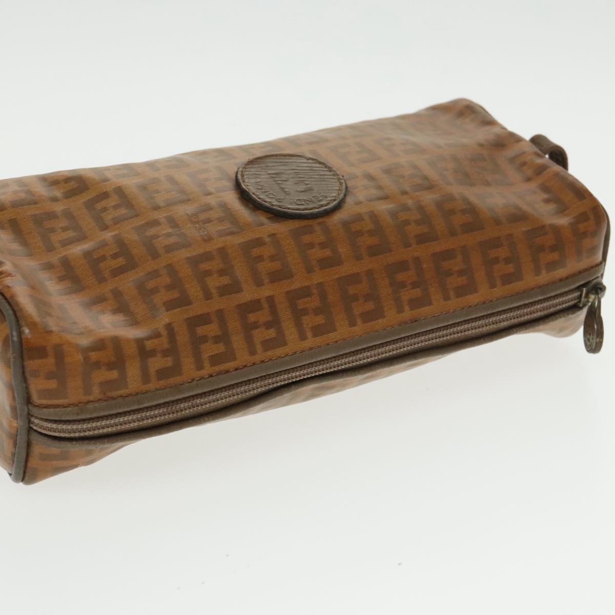 FENDI Zucchino Canvas Clutch Bag Coated Canvas 2Set Brown ti2312