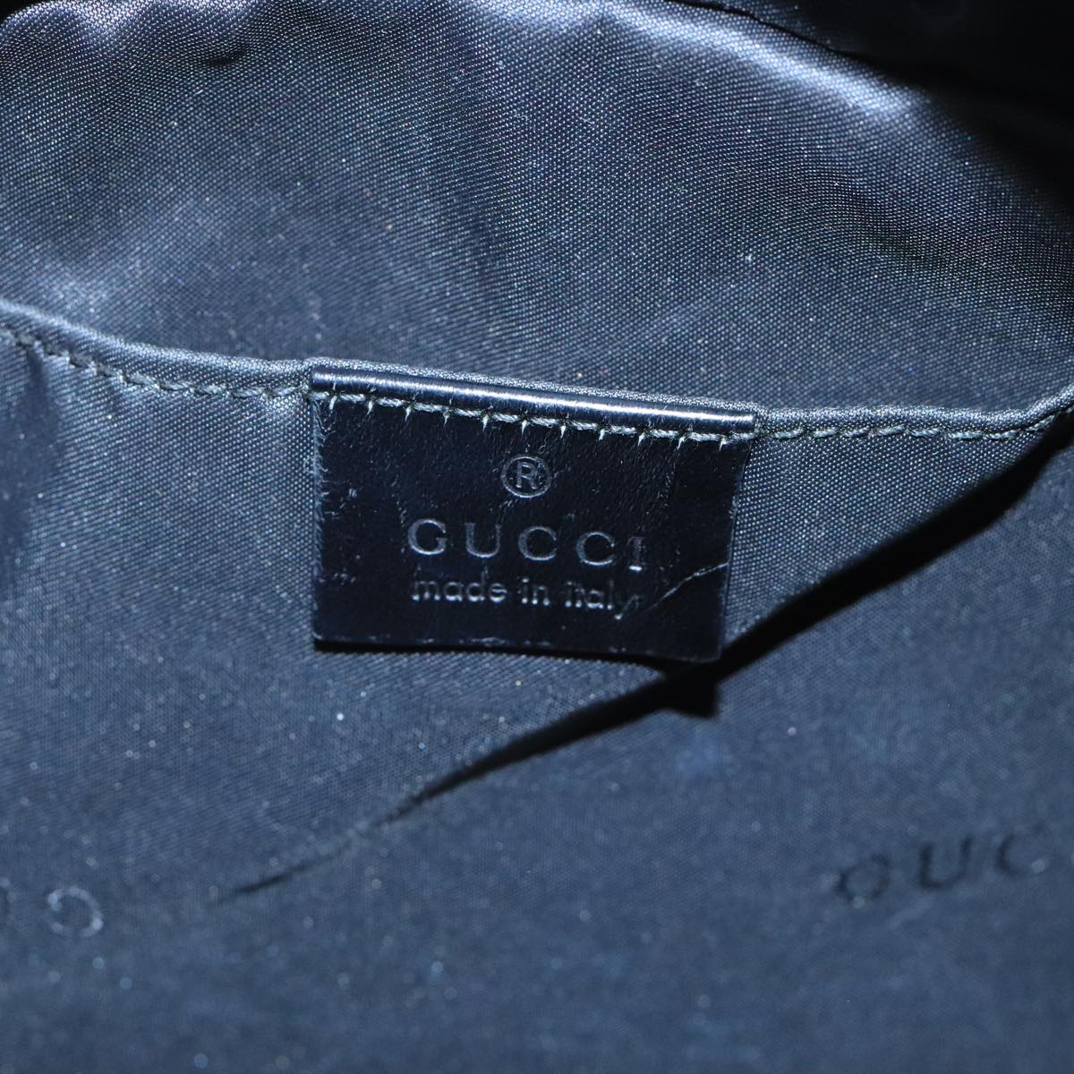 GUCCI Shoulder Bag Nylon Leather Black Silver 019 0375 ti2315