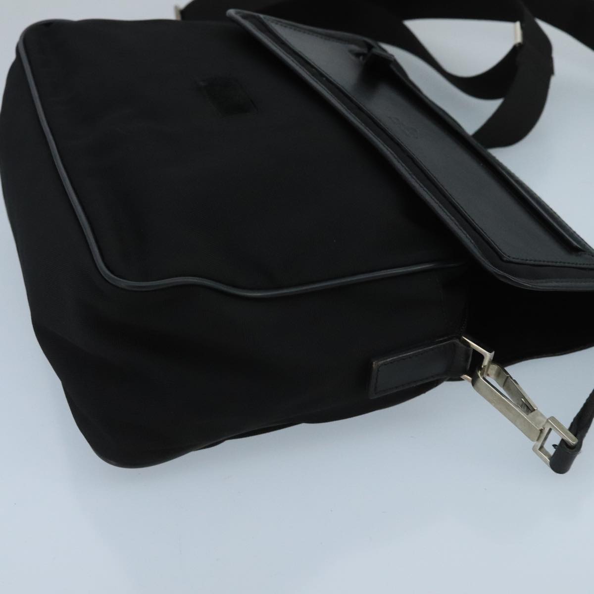GUCCI Shoulder Bag Nylon Leather Black Silver 019 0375 ti2315