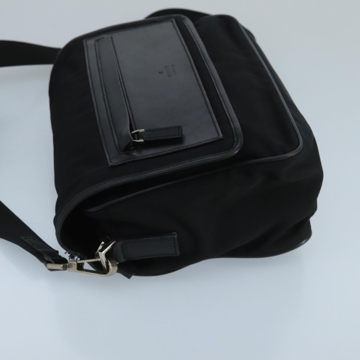 GUCCI Shoulder Bag Nylon Leather Black Silver 019 0375 ti2315