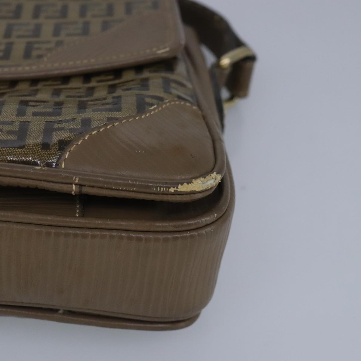 FENDI Zucchino Canvas Shoulder Bag Coated Canvas Brown ti2323