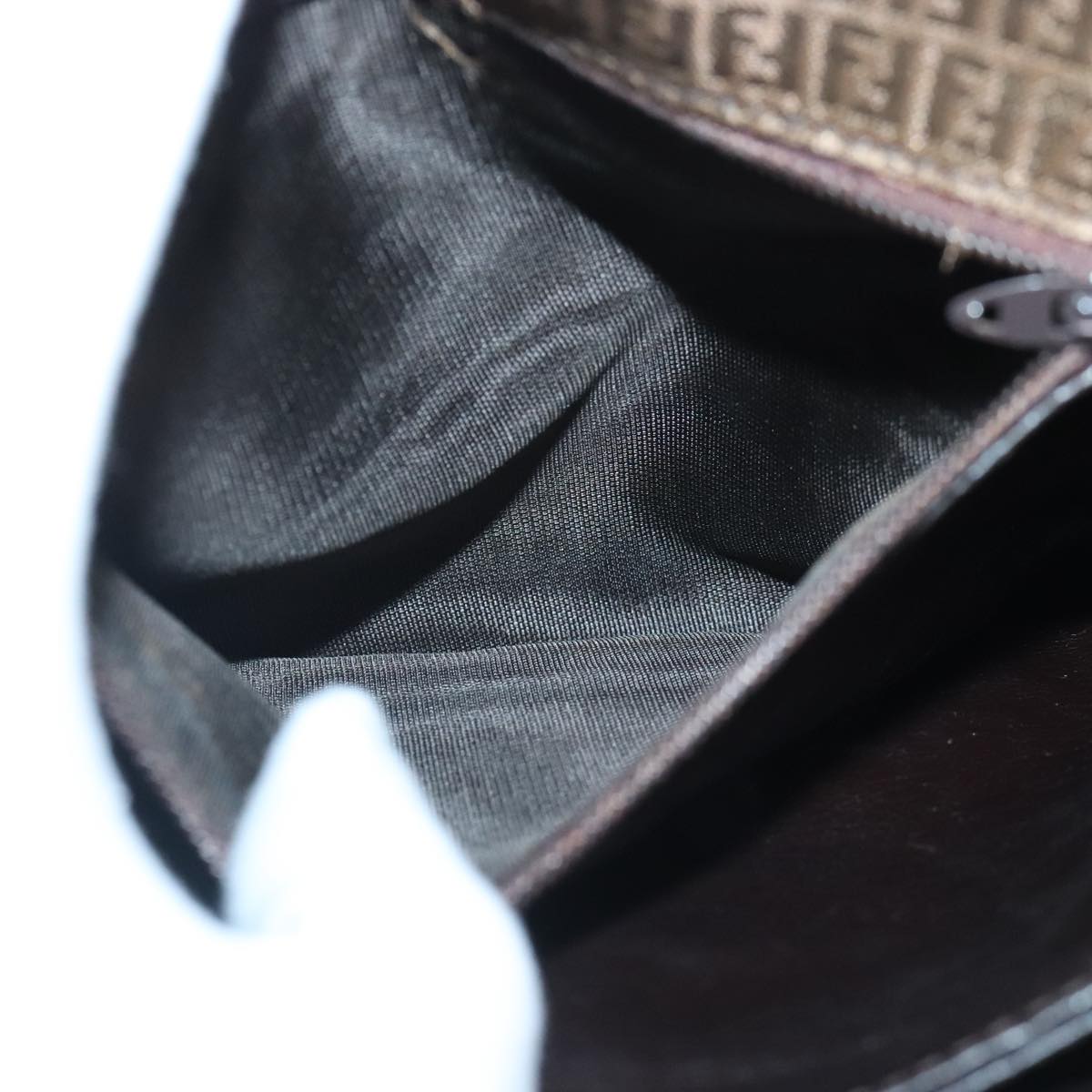 FENDI Zucchino Canvas Shoulder Bag Coated Canvas Brown ti2323