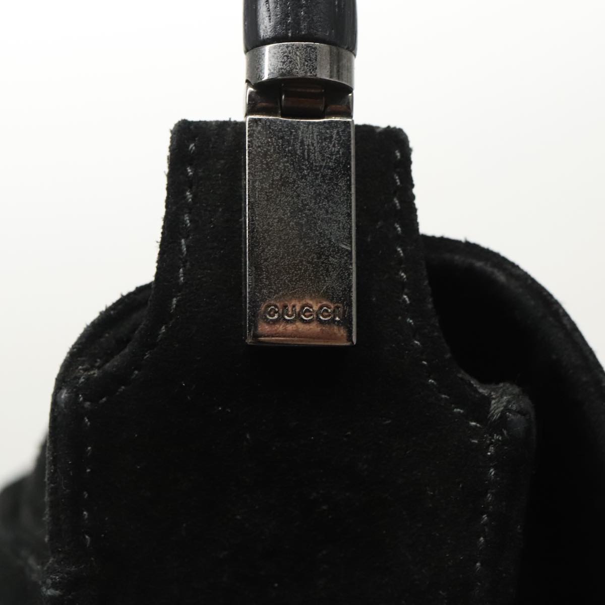 GUCCI Bamboo Shoulder Bag Suede Black 001 3239 ti2332