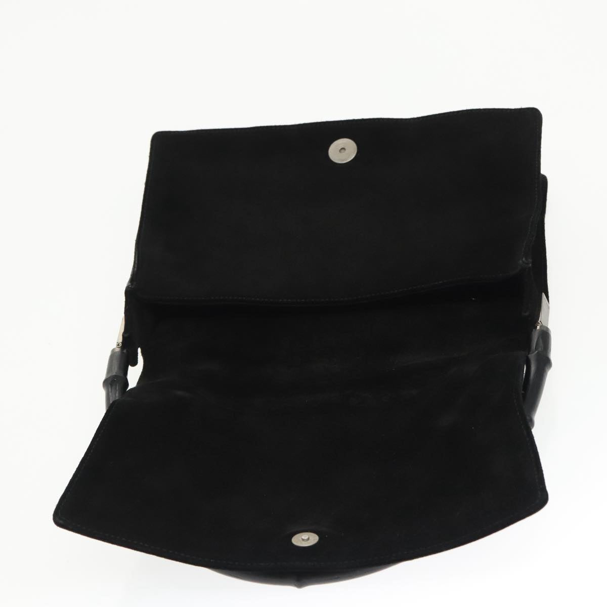 GUCCI Bamboo Shoulder Bag Suede Black 001 3239 ti2332
