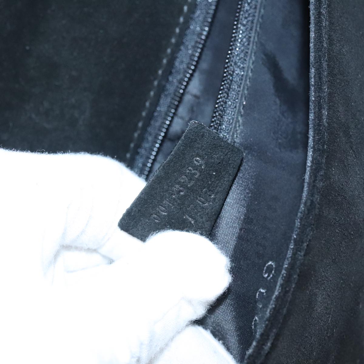 GUCCI Bamboo Shoulder Bag Suede Black 001 3239 ti2332