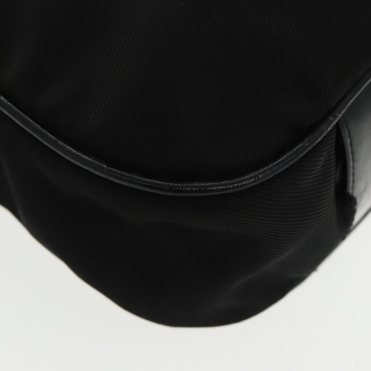 GUCCI Bamboo Hand Bag Nylon Leather 2way Black Silver ti2334