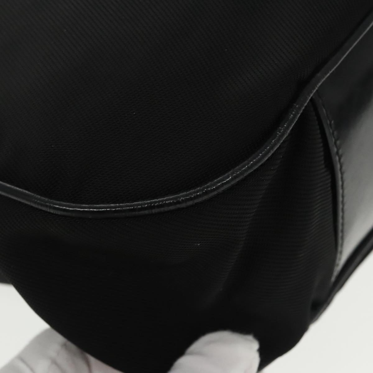 GUCCI Bamboo Hand Bag Nylon Leather 2way Black Silver ti2334