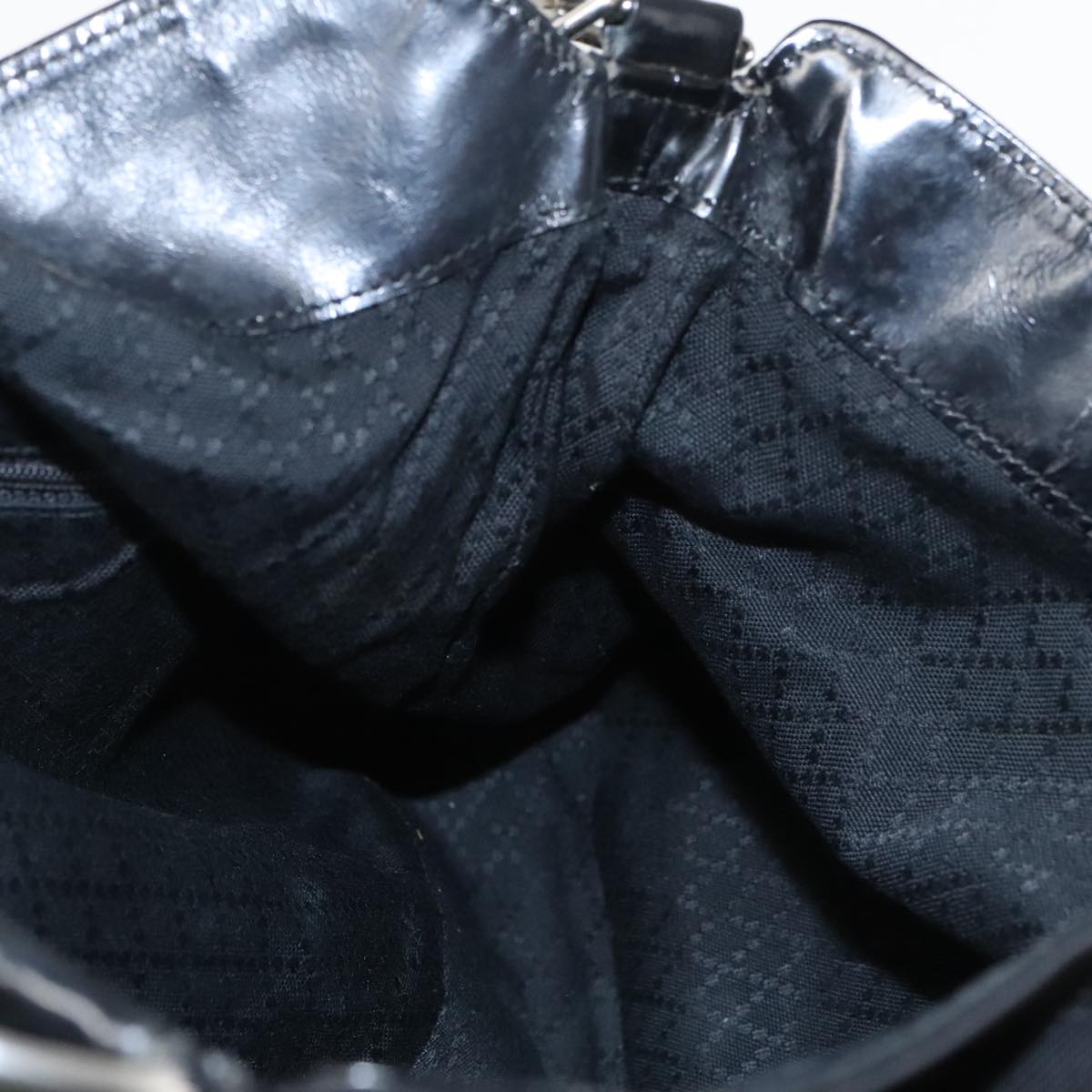GUCCI Bamboo Hand Bag Nylon Leather 2way Black Silver ti2334