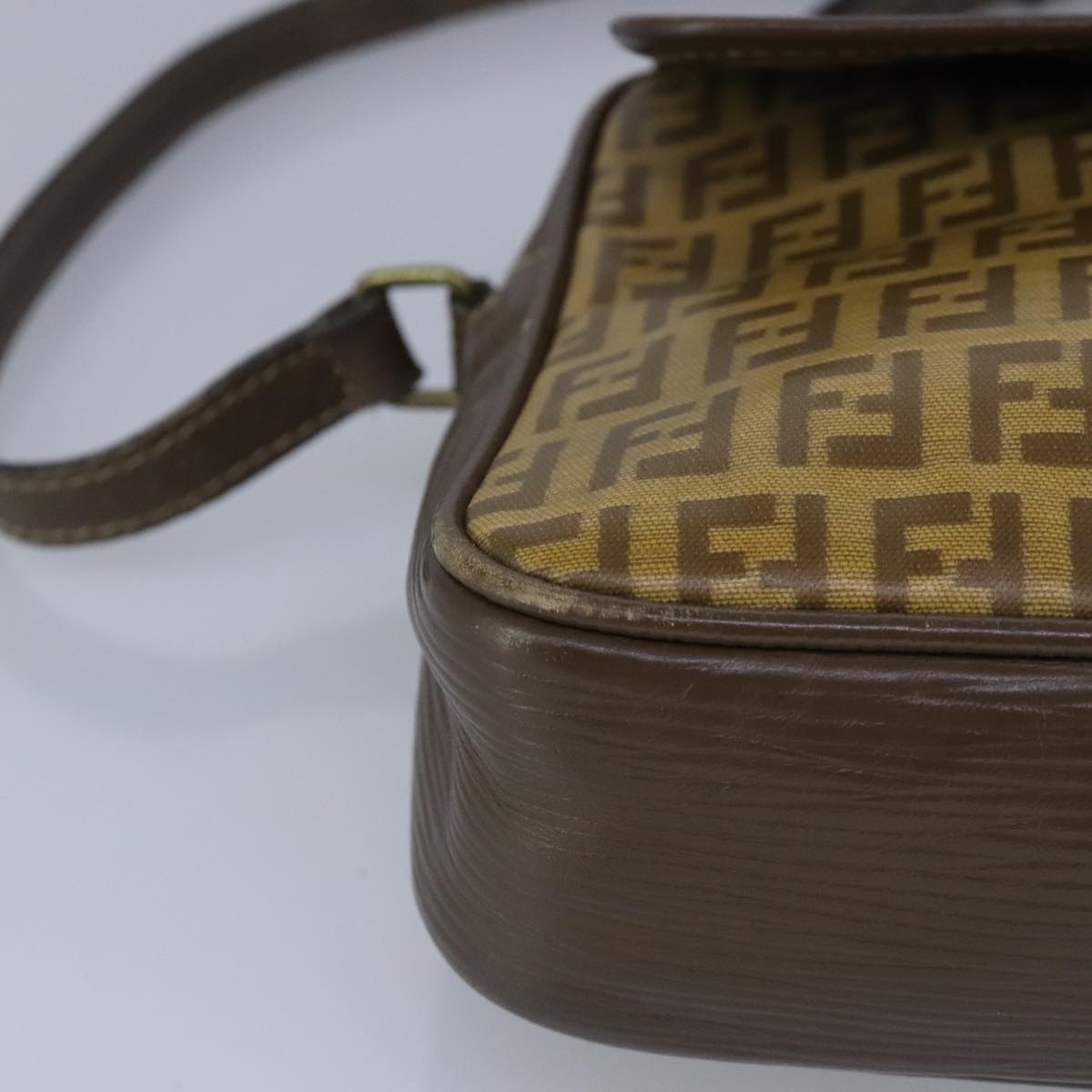 FENDI Zucchino Canvas Shoulder Bag Coated Canvas Brown ti2336