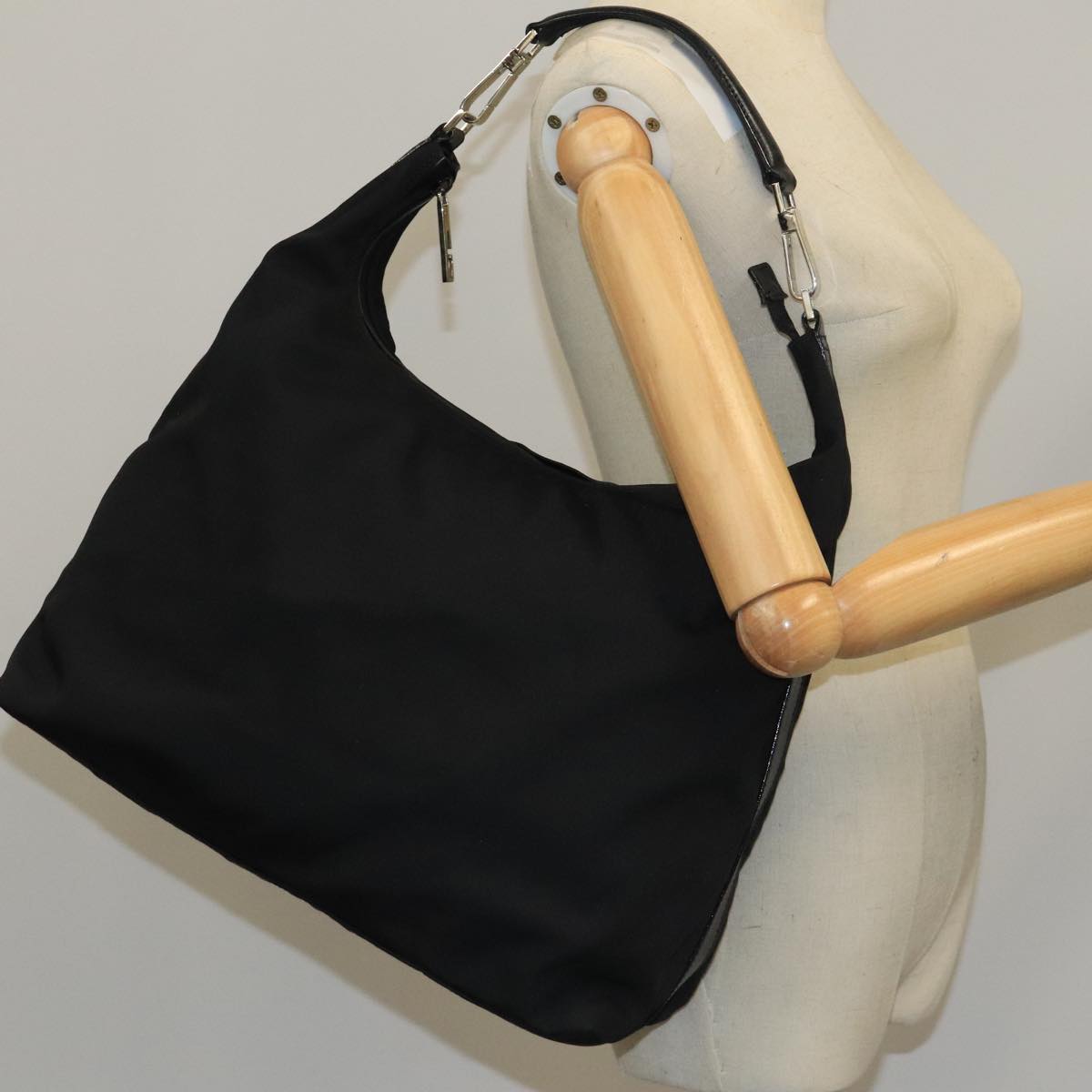 GUCCI Shoulder Bag Nylon Black Silver 001 1955 ti2338