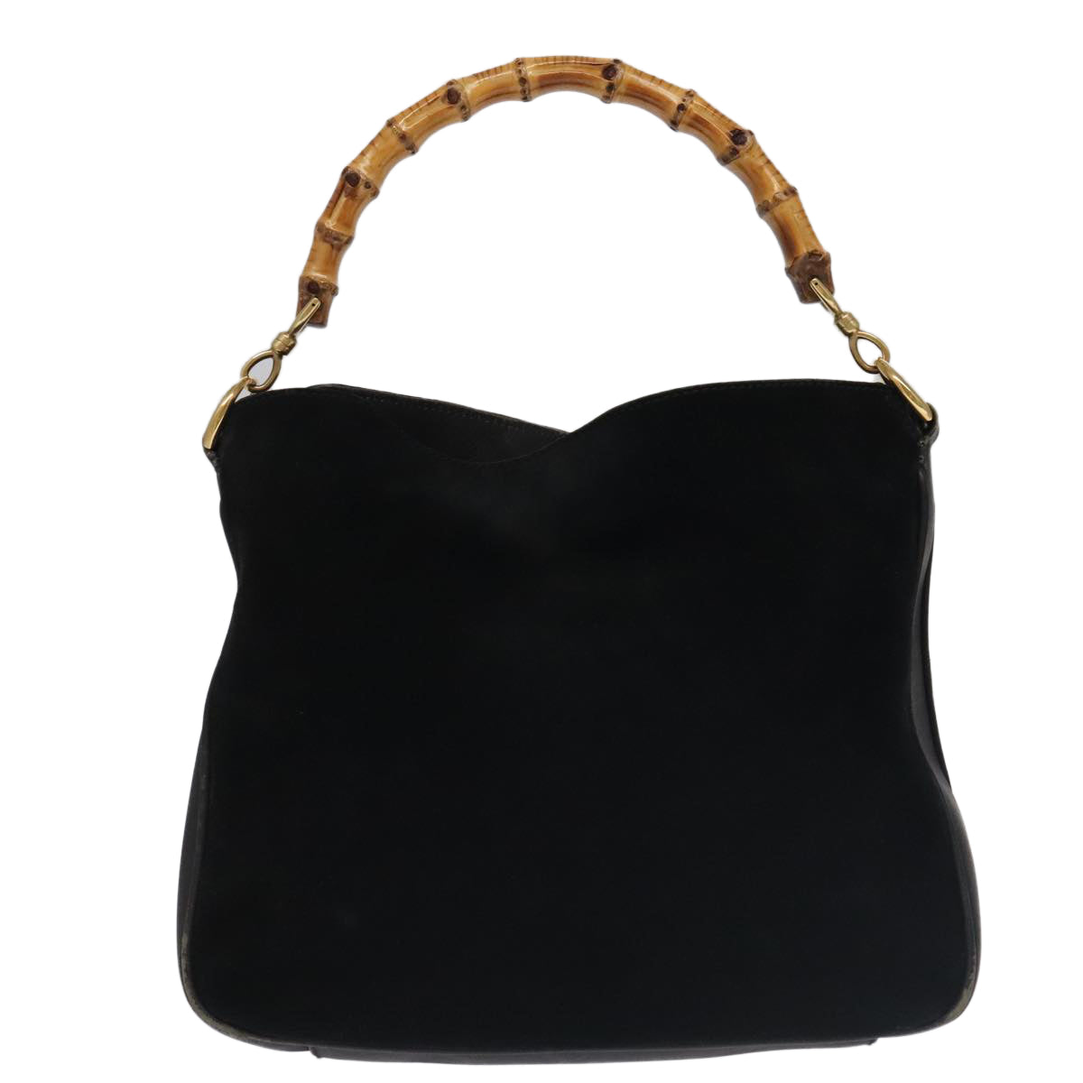 GUCCI Bamboo Shoulder Bag Nylon Suede 3Set Black ti2375