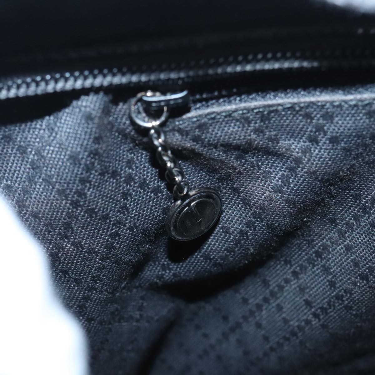 GUCCI Bamboo Hand Bag Nylon Black Silver 000 1705 0588 ti2378