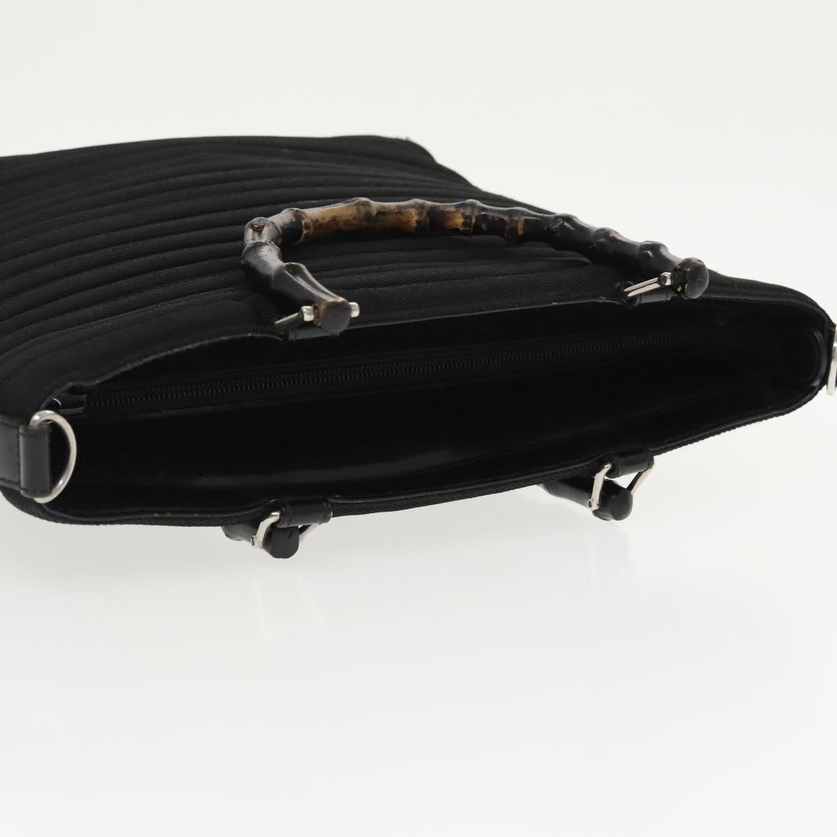 GUCCI Bamboo Hand Bag Nylon Black Silver 000 1705 0588 ti2378