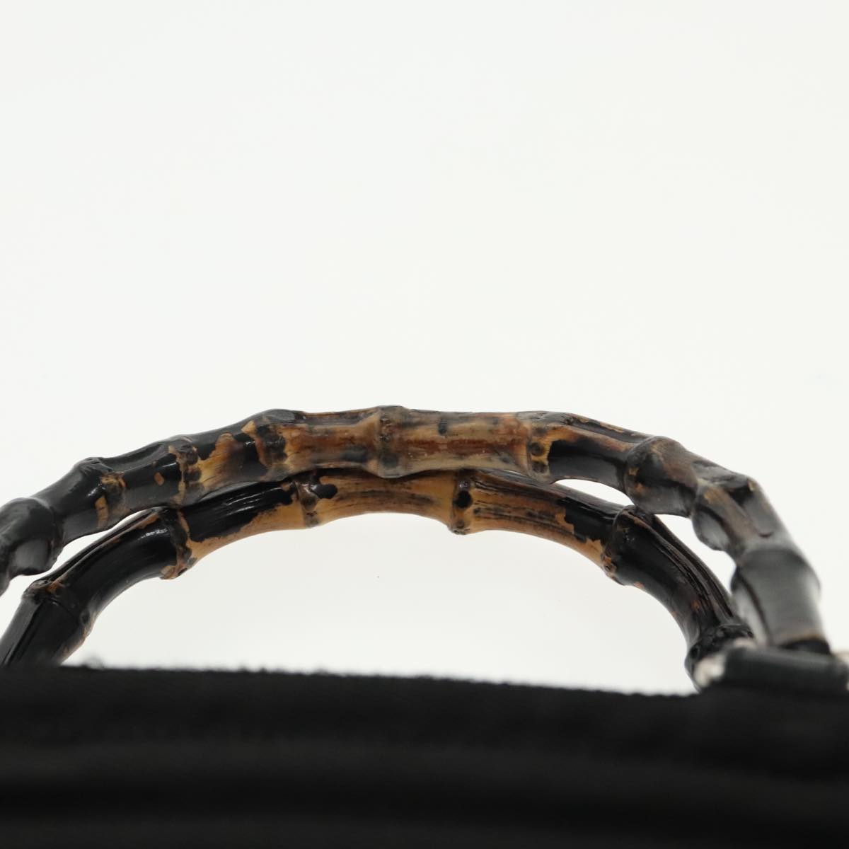 GUCCI Bamboo Hand Bag Nylon Black Silver 000 1705 0588 ti2378