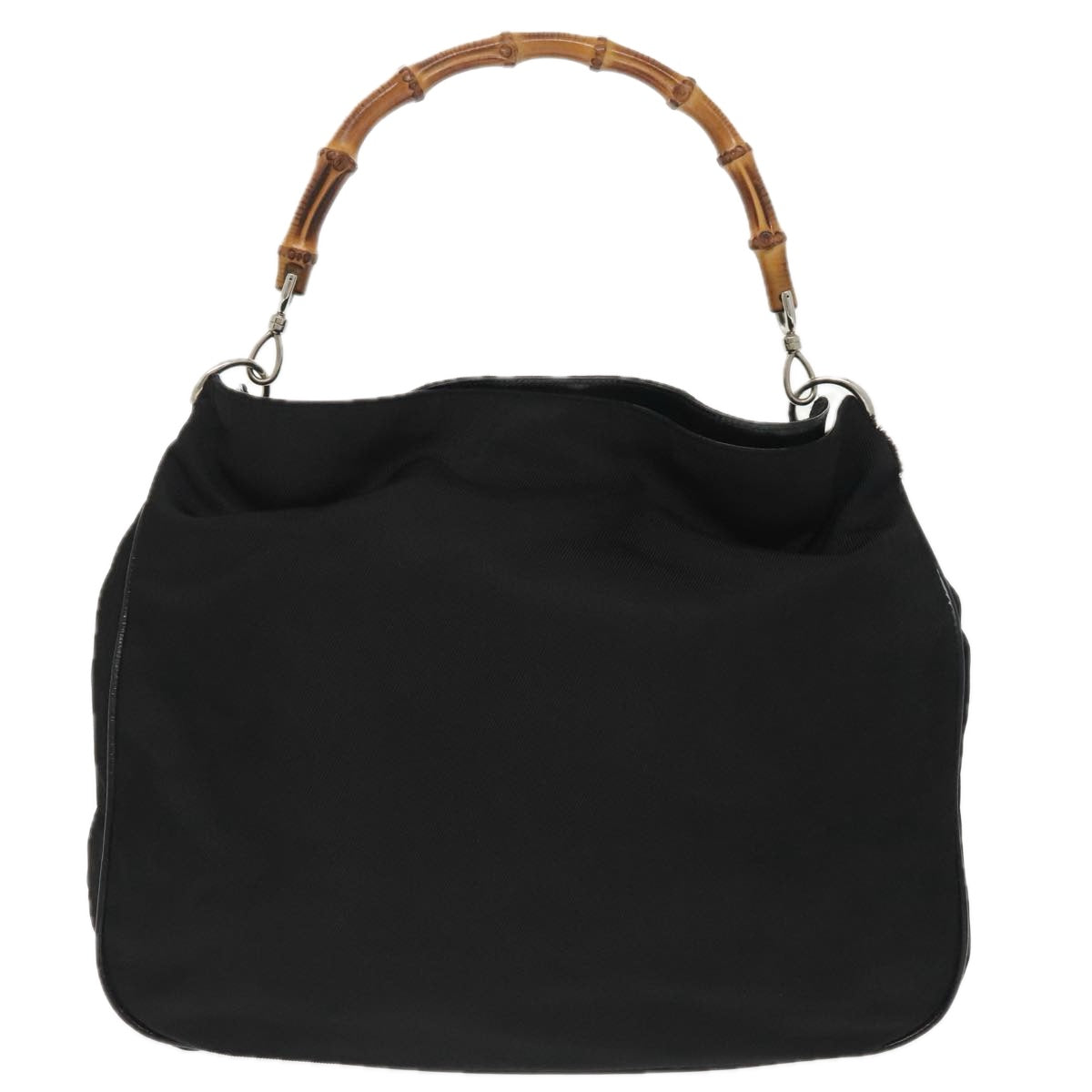 GUCCI Bamboo Hand Bag Nylon 2way Black Silver 001 2058 1577 5 ti2381