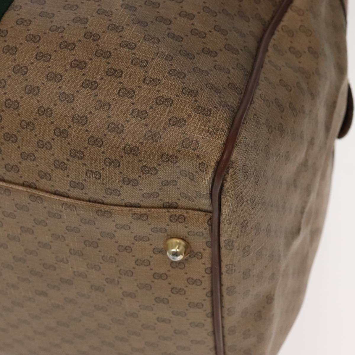 GUCCI Micro GG Canvas Web Sherry Line Boston Bag PVC Beige Gold ti2383