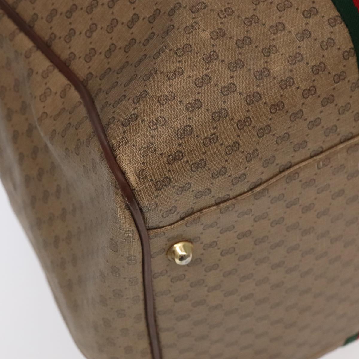 GUCCI Micro GG Canvas Web Sherry Line Boston Bag PVC Beige Gold ti2383
