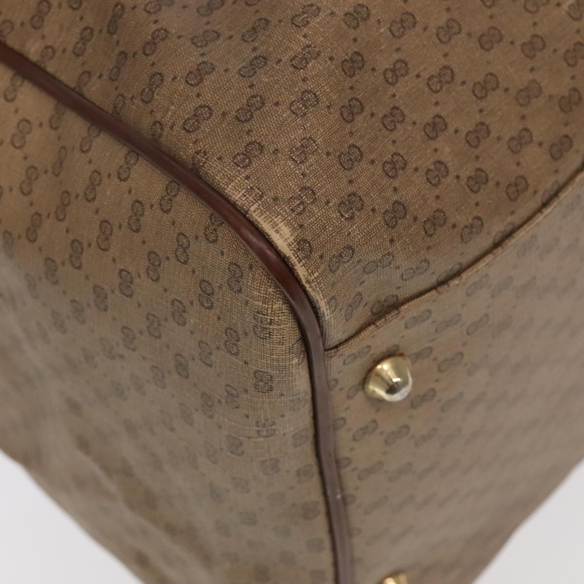 GUCCI Micro GG Canvas Web Sherry Line Boston Bag PVC Beige Gold ti2383